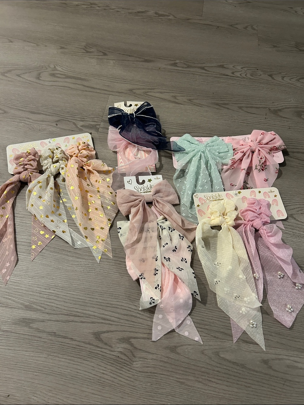 Assorted Pastel Bow Hair Scrunchie Set for Kids - Multicolor